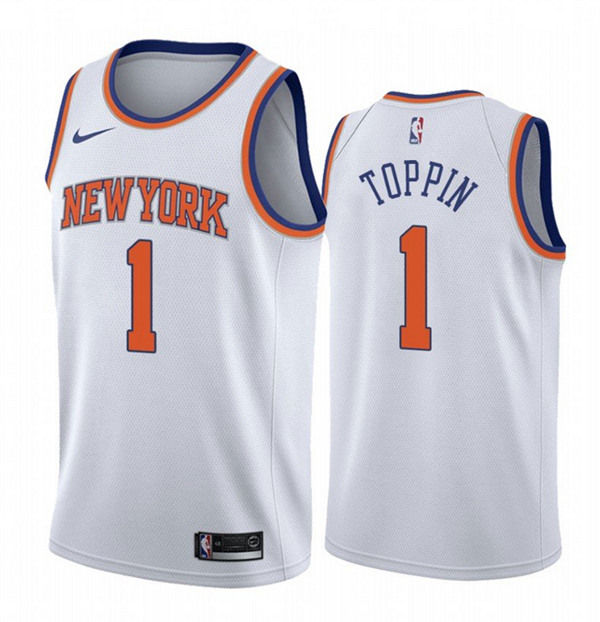 New Yok Knicks #1 Obi Toppin White Association Edition Stitched Swingman Jersey New Yok Knicks #1 Obi Toppin White Association Edition Stitched Swingman Jersey